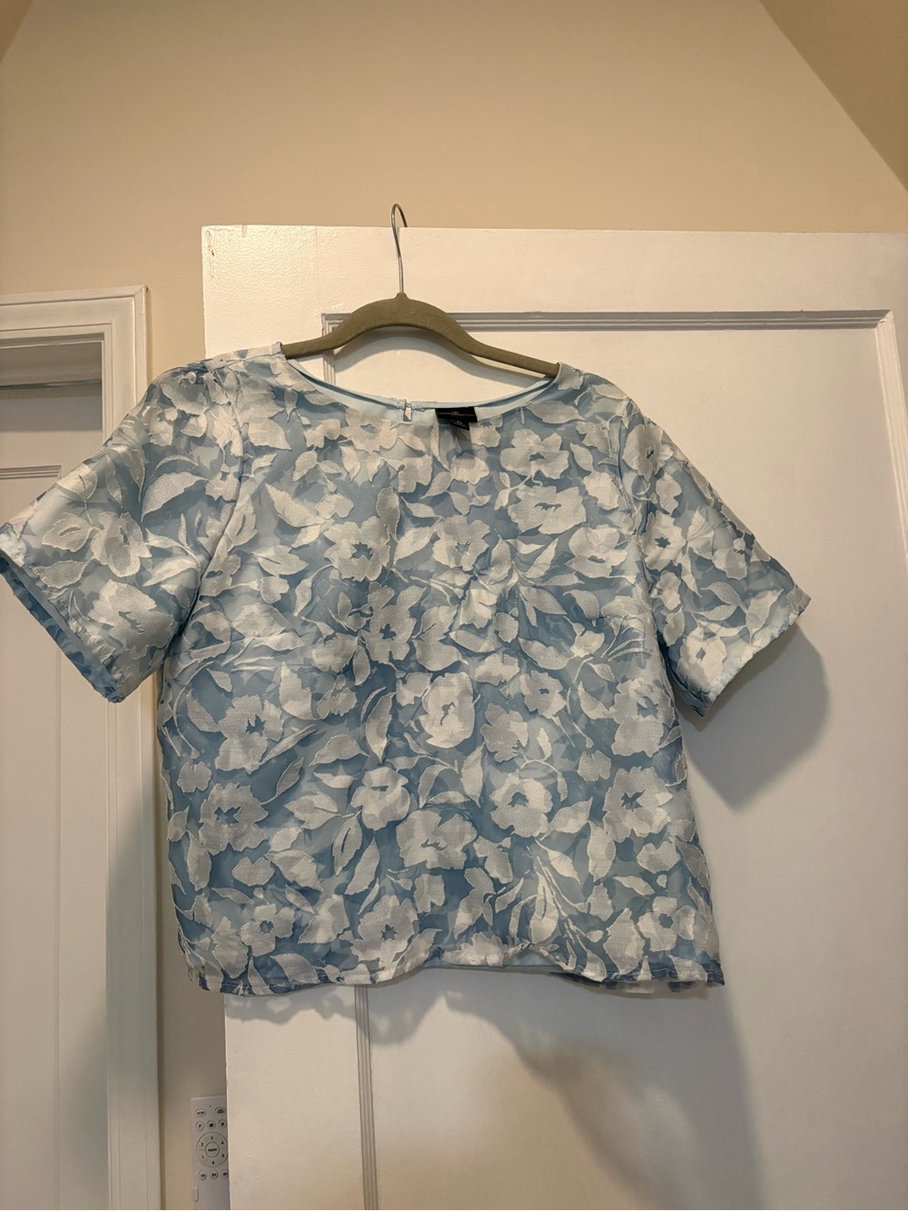 Vintage Light Blue Floral Boxy Blouse